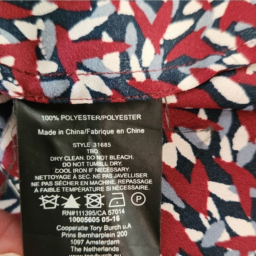 Tory Burch Button Front Patterned Blouse Size 0 - image 6